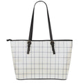 Beige Tattersall Pattern Print Leather Tote Bag With Zipper