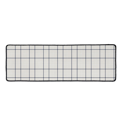 Beige Tattersall Pattern Print Long Kitchen Mat