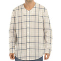 Beige Tattersall Pattern Print Long Sleeve Baseball Jersey