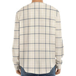 Beige Tattersall Pattern Print Long Sleeve Baseball Jersey