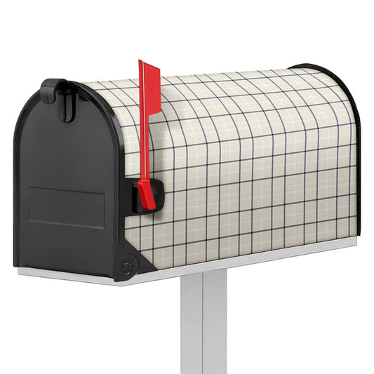 Beige Tattersall Pattern Print Mailbox Cover