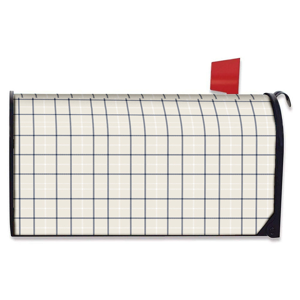 Beige Tattersall Pattern Print Mailbox Cover
