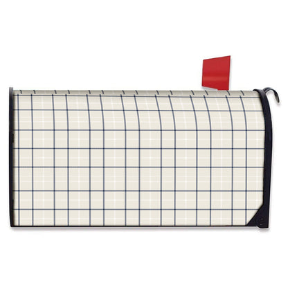 Beige Tattersall Pattern Print Mailbox Cover