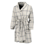 Beige Tattersall Pattern Print Men's Bathrobe