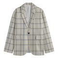 Beige Tattersall Pattern Print Men's Blazer