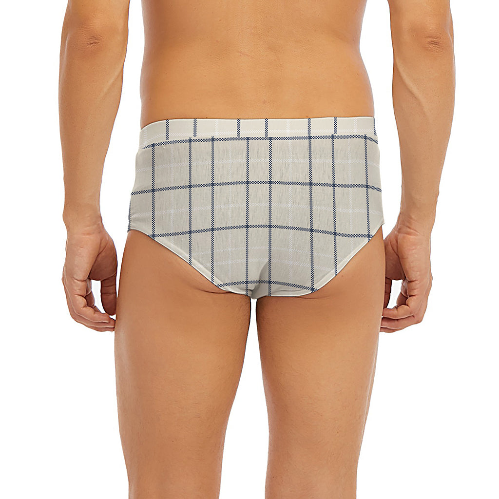Beige Tattersall Pattern Print Men's Briefs
