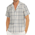 Beige Tattersall Pattern Print Men's Deep V-Neck Shirt