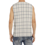 Beige Tattersall Pattern Print Men's Fitness Tank Top