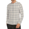 Beige Tattersall Pattern Print Men's Long Sleeve Rash Guard