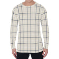 Beige Tattersall Pattern Print Men's Long Sleeve T-Shirt