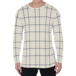 Beige Tattersall Pattern Print Men's Long Sleeve T-Shirt