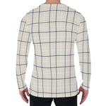 Beige Tattersall Pattern Print Men's Long Sleeve T-Shirt