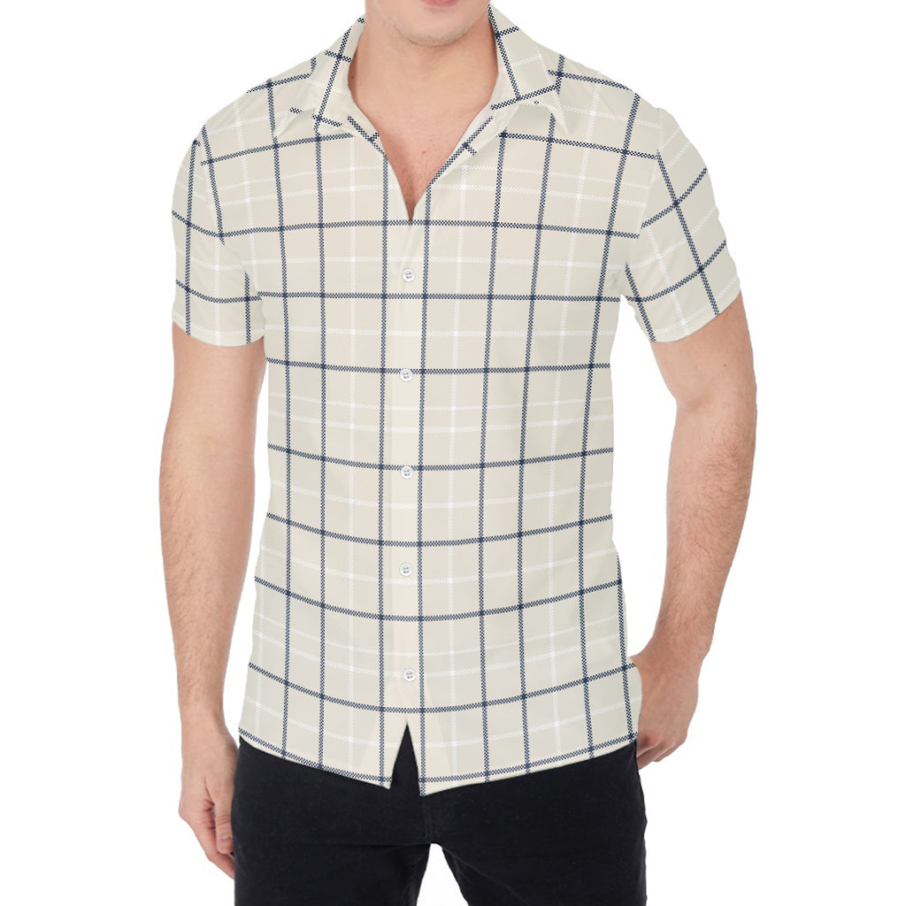 Beige Tattersall Pattern Print Men's Shirt