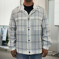 Beige Tattersall Pattern Print Men's Shirt Jacket