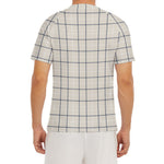 Beige Tattersall Pattern Print Men's Short Sleeve Rash Guard