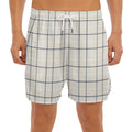 Beige Tattersall Pattern Print Men's Split Running Shorts