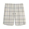 Beige Tattersall Pattern Print Men's Athletic Shorts