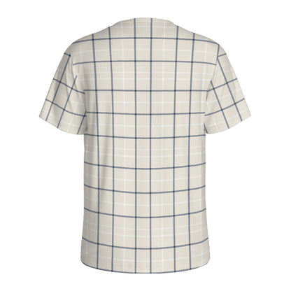 Beige Tattersall Pattern Print Men's Sports T-Shirt