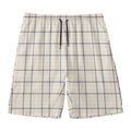 Beige Tattersall Pattern Print Men's Swim Trunks