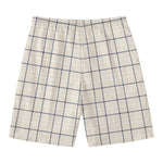 Beige Tattersall Pattern Print Men's Swim Trunks