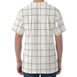 Beige Tattersall Pattern Print Men's Velvet T-Shirt