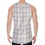 Beige Tattersall Pattern Print Men's Velvet Tank Top