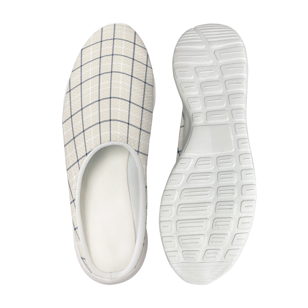 Beige Tattersall Pattern Print Mesh Casual Shoes