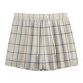 Beige Tattersall Pattern Print Mesh Shorts
