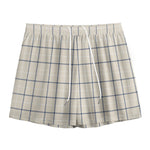 Beige Tattersall Pattern Print Mesh Shorts