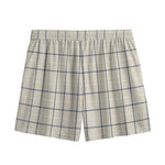 Beige Tattersall Pattern Print Mesh Shorts