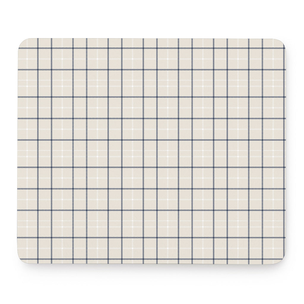 Beige Tattersall Pattern Print Mouse Pad