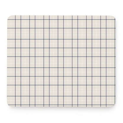 Beige Tattersall Pattern Print Mouse Pad