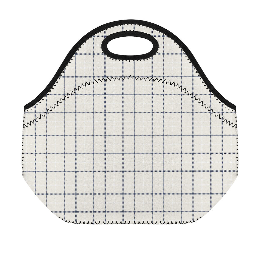 Beige Tattersall Pattern Print Neoprene Lunch Bag