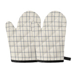 Beige Tattersall Pattern Print Oven Mitts