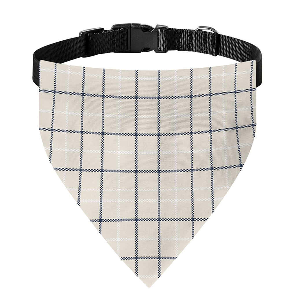 Beige Tattersall Pattern Print Over The Collar Dog Bandana