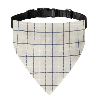 Beige Tattersall Pattern Print Over The Collar Dog Bandana