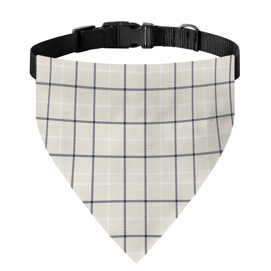 Beige Tattersall Pattern Print Over The Collar Dog Bandana