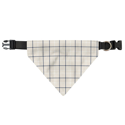 Beige Tattersall Pattern Print Over The Collar Dog Bandana