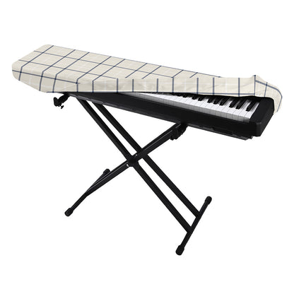 Beige Tattersall Pattern Print Piano Keyboard Cover