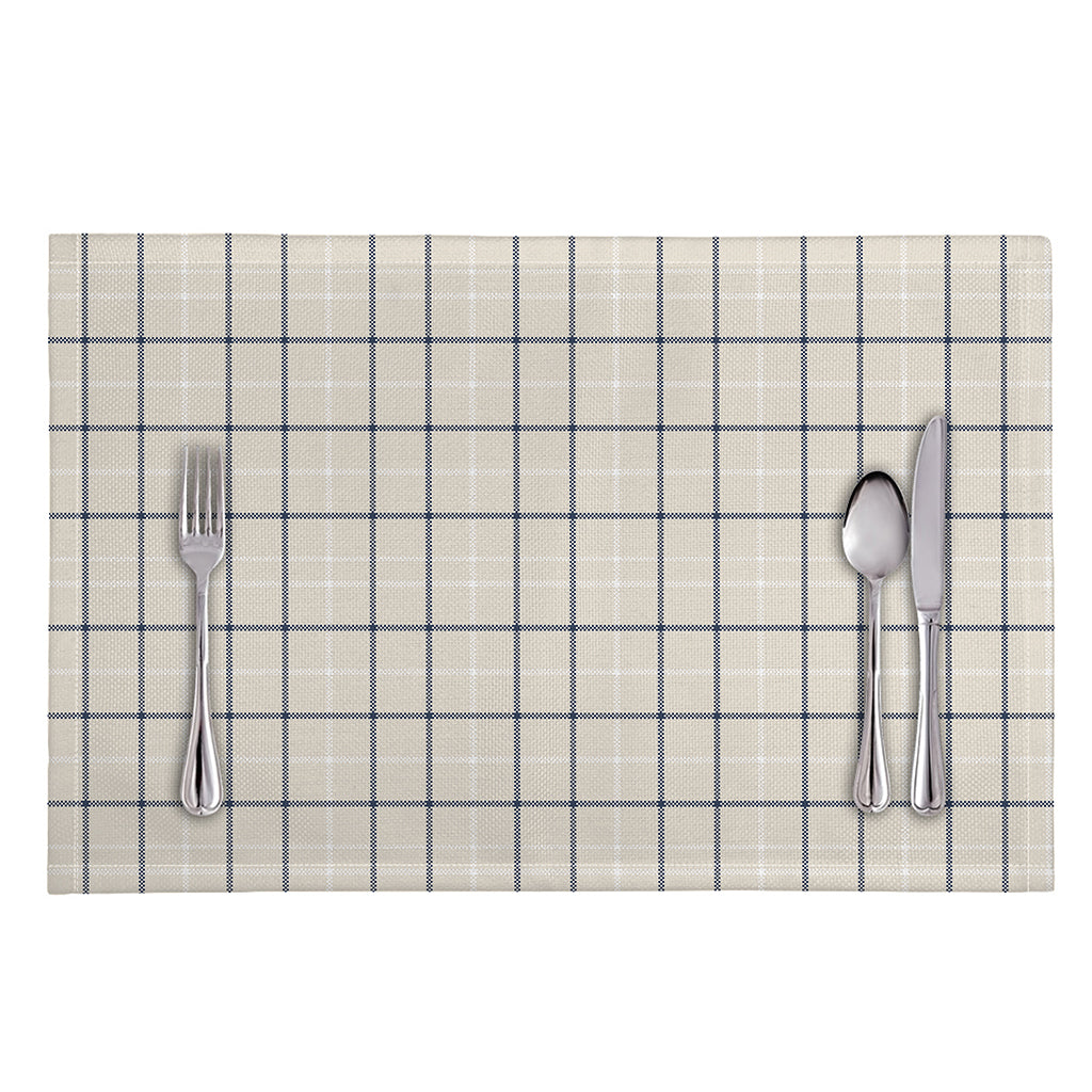 Beige Tattersall Pattern Print Placemat