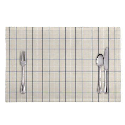 Beige Tattersall Pattern Print Placemat