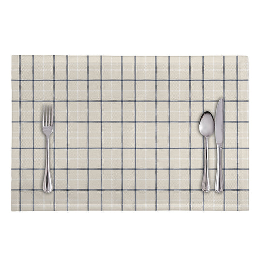 Beige Tattersall Pattern Print Placemat