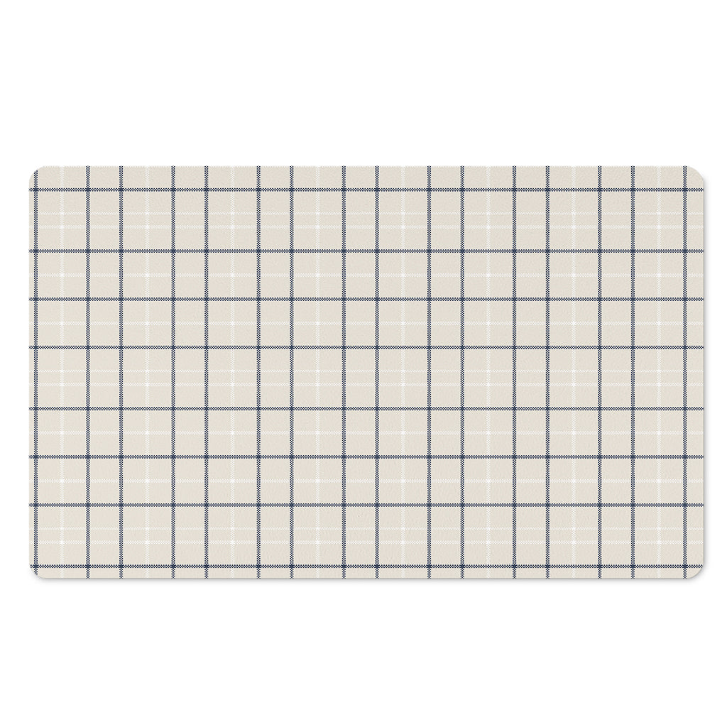 Beige Tattersall Pattern Print Polyester Doormat