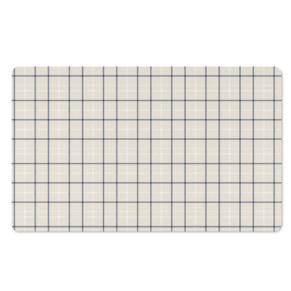 Beige Tattersall Pattern Print Polyester Doormat