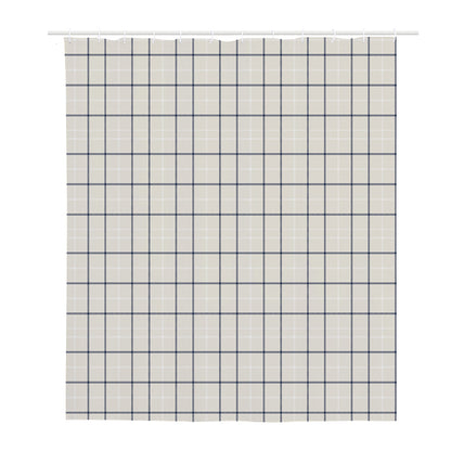 Beige Tattersall Pattern Print Polyester Shower Curtain