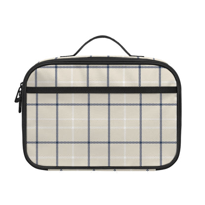 Beige Tattersall Pattern Print Portable Lunch Bag