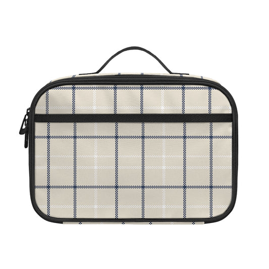 Beige Tattersall Pattern Print Portable Lunch Bag