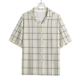 Beige Tattersall Pattern Print Rayon Hawaiian Shirt