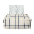 Beige Tattersall Pattern Print Rectangle Tissue Box Cover