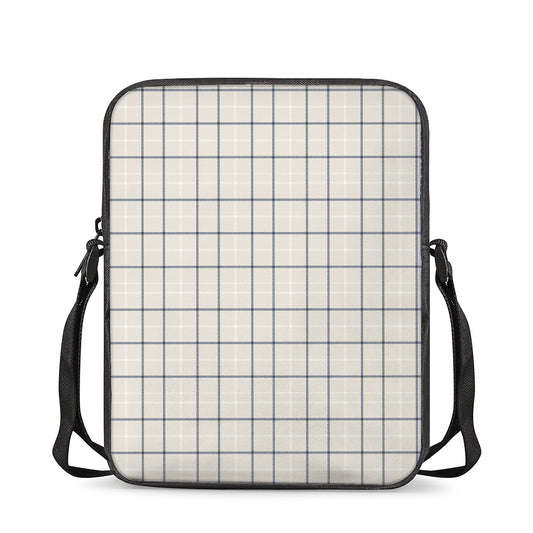 Beige Tattersall Pattern Print Rectangular Crossbody Bag